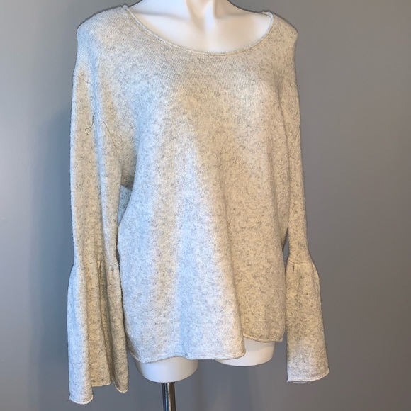 French Connection Wool Blend Bell Sleeve Sweater Oatmeal - Picture 5 of 7